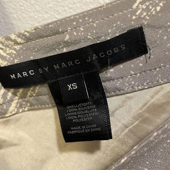 Marc by Marc Jacobs Ballon cream and grey silk dress - Picture 6 of 11